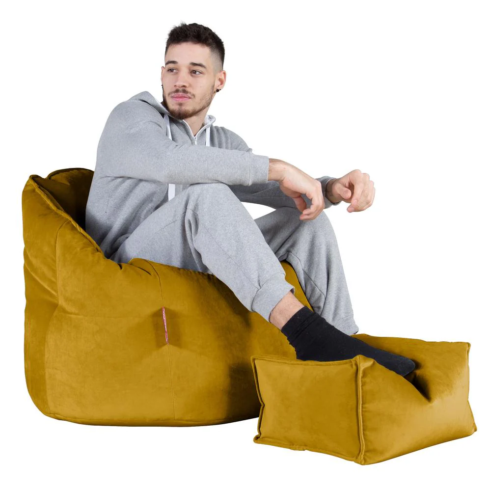 Sitzsack Kuschel Lounge Sessel - Samt Gold - Image 5