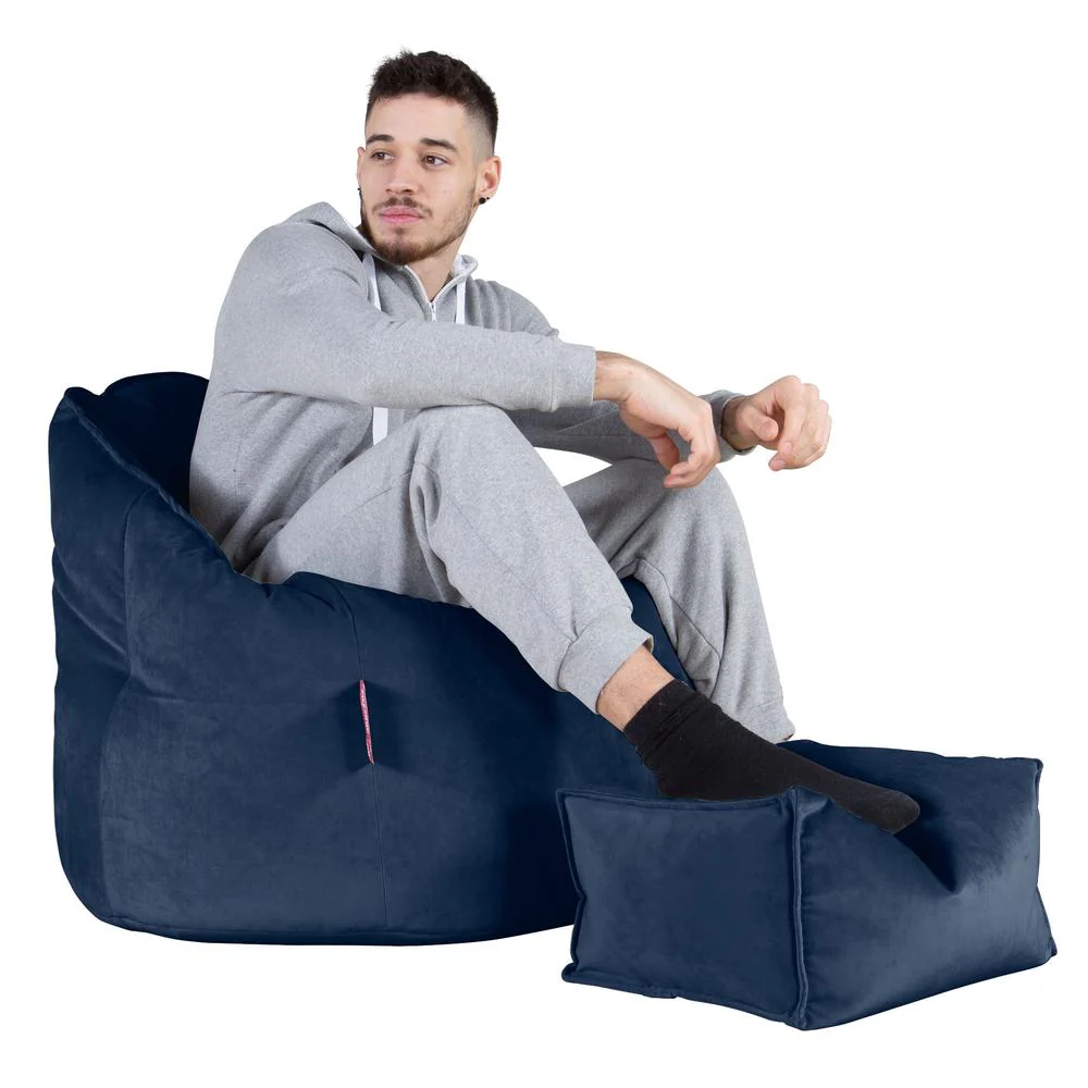 Sitzsack Kuschel Lounge Sessel - Samt Marineblau - Image 5