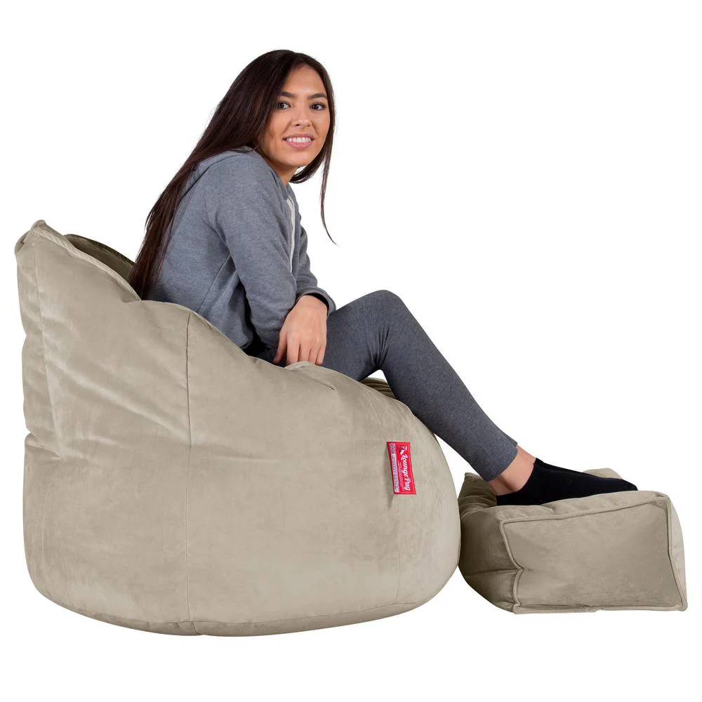 Sitzsack Kuschel Lounge Sessel - Samt Nerzfarben - Image 3