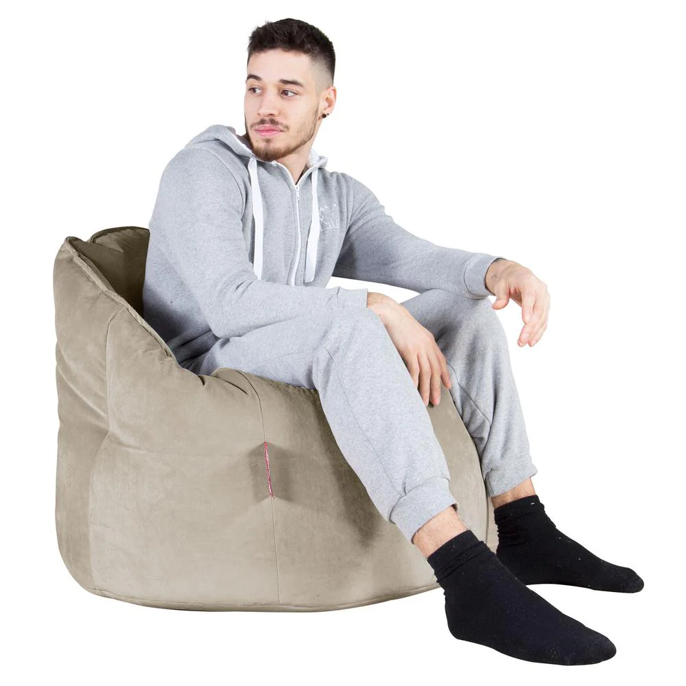 Sitzsack Kuschel Lounge Sessel - Samt Nerzfarben - Image 4