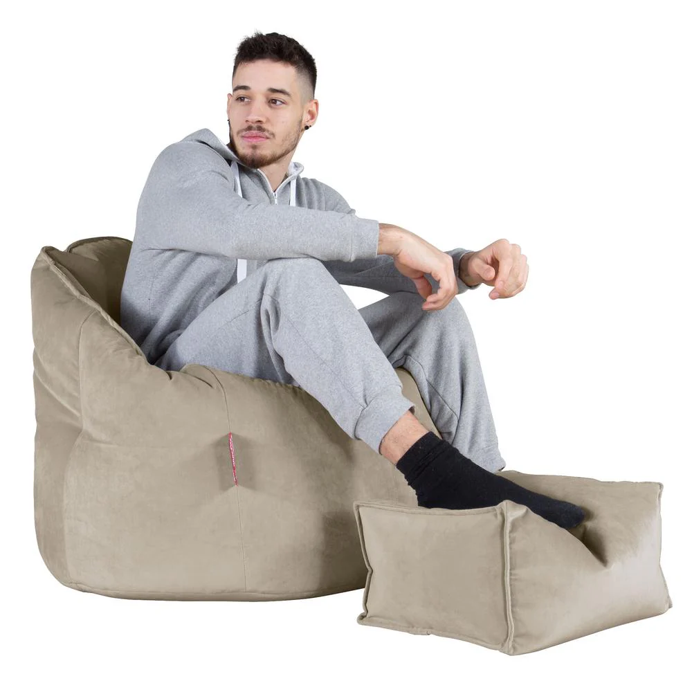 Sitzsack Kuschel Lounge Sessel - Samt Nerzfarben - Image 5
