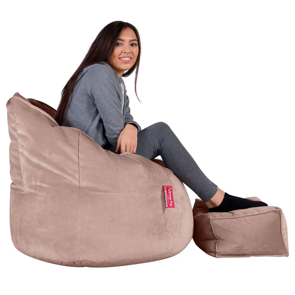 Sitzsack Kuschel Lounge Sessel - Samt Pink - Image 3