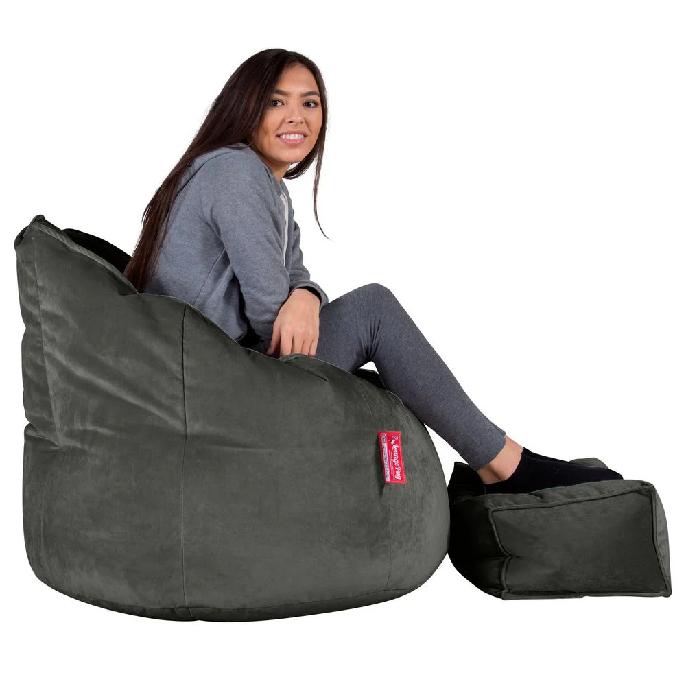 Sitzsack Kuschel Lounge Sessel - Samt Schiefergrau - Image 3
