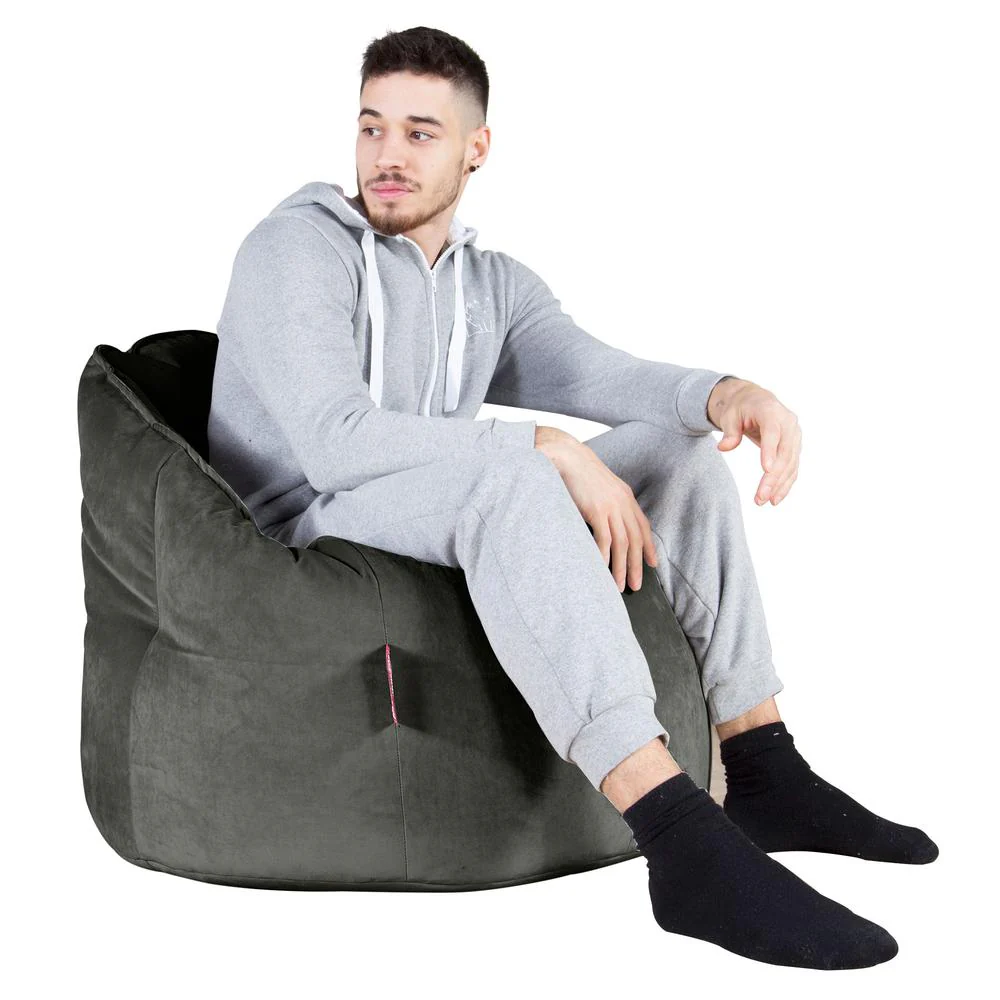 Sitzsack Kuschel Lounge Sessel - Samt Schiefergrau - Image 4