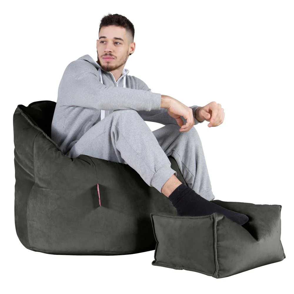 Sitzsack Kuschel Lounge Sessel - Samt Schiefergrau - Image 5