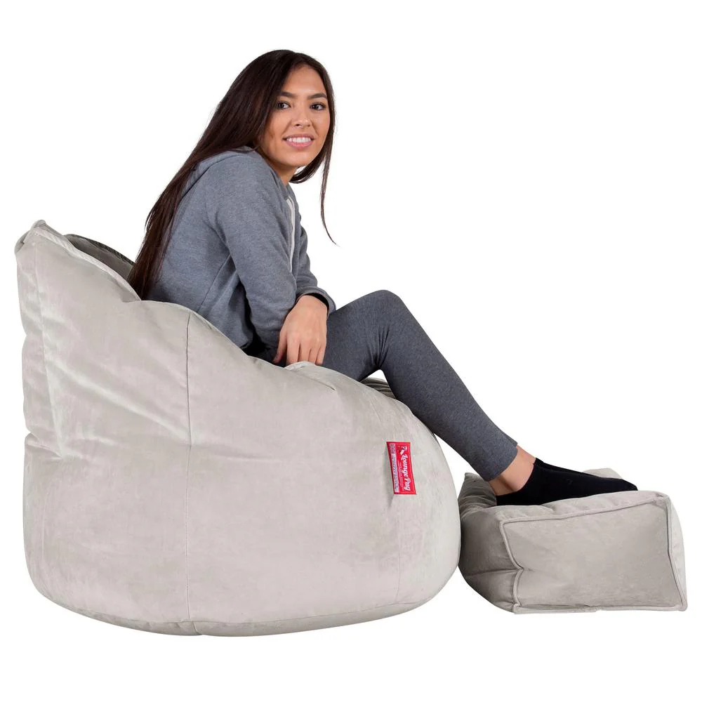 Sitzsack Kuschel Lounge Sessel - Samt Silber - Image 3