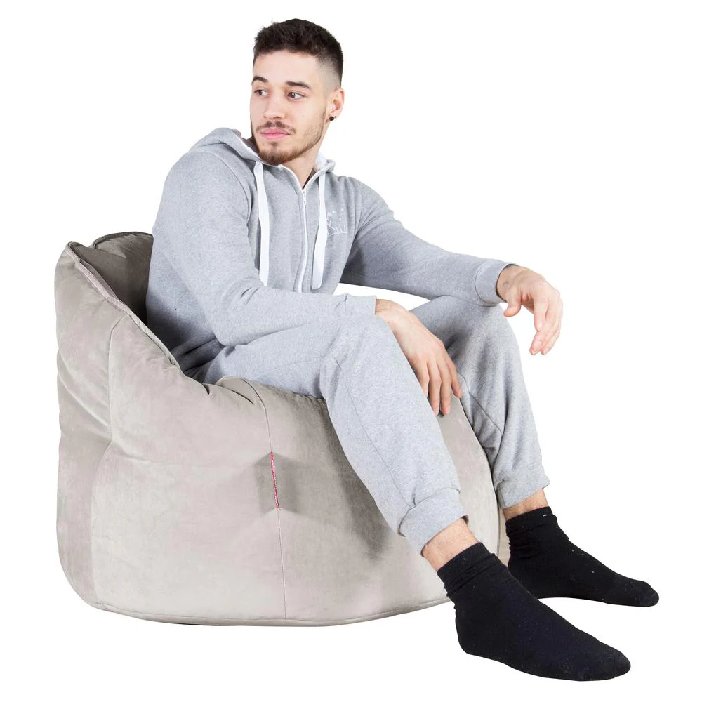 Sitzsack Kuschel Lounge Sessel - Samt Silber - Image 4