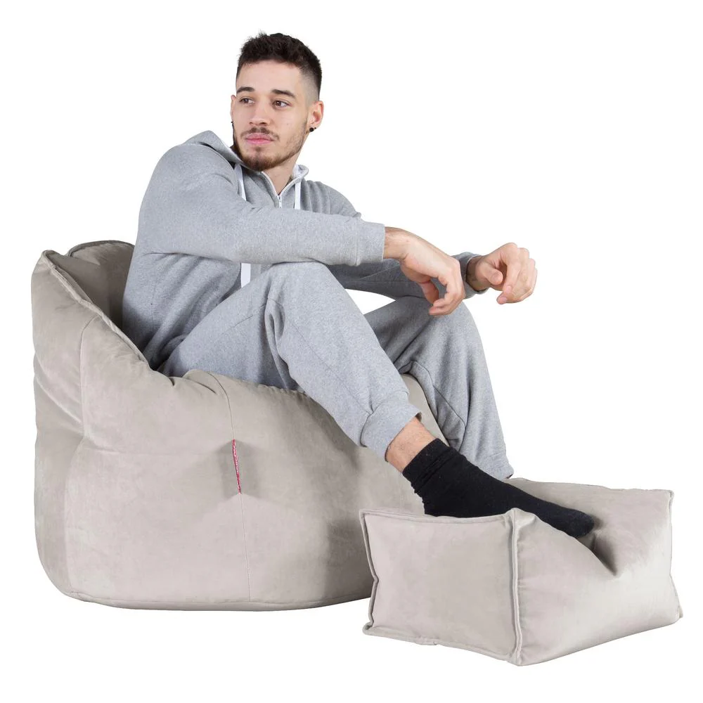 Sitzsack Kuschel Lounge Sessel - Samt Silber - Image 5