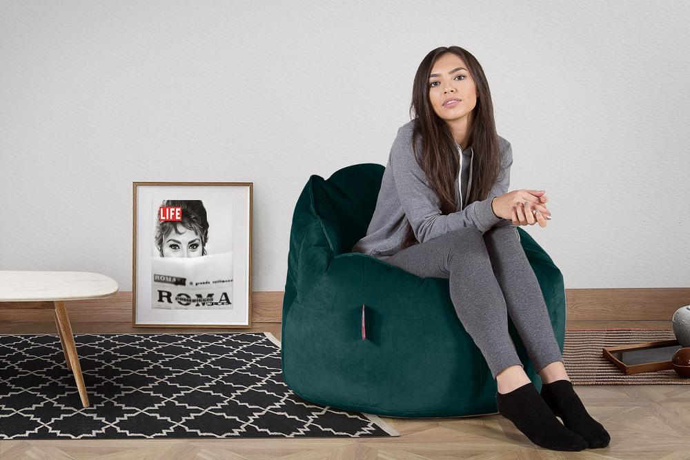 Sitzsack Kuschel Lounge Sessel - Samt Türkis - Image 2