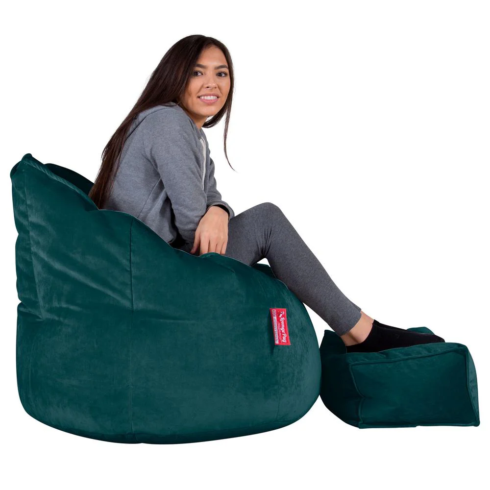 Sitzsack Kuschel Lounge Sessel - Samt Türkis - Image 3