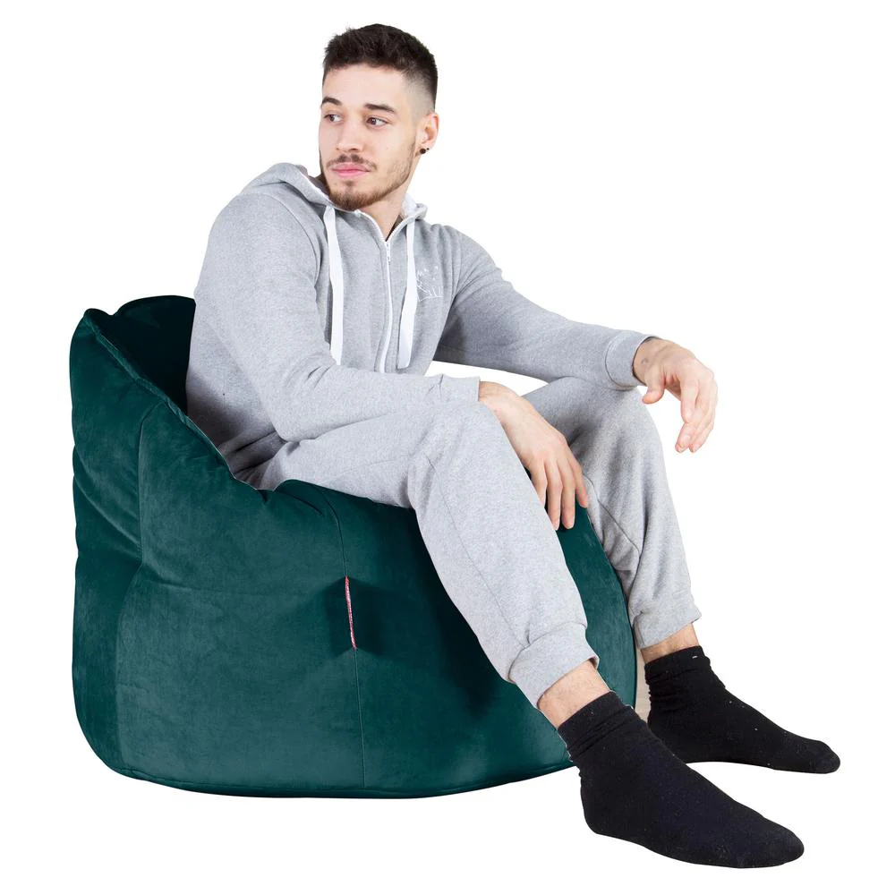 Sitzsack Kuschel Lounge Sessel - Samt Türkis - Image 4