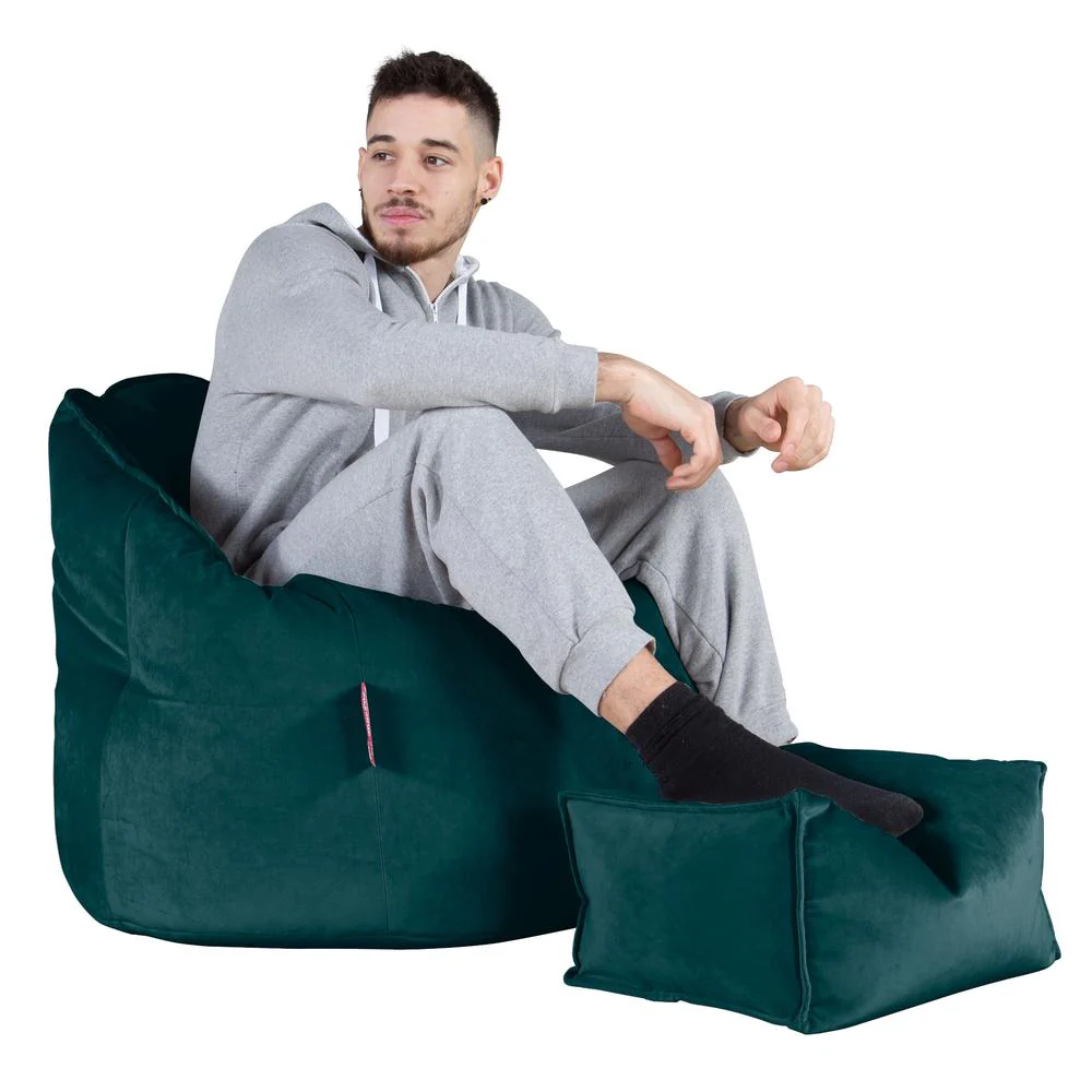Sitzsack Kuschel Lounge Sessel - Samt Türkis - Image 5