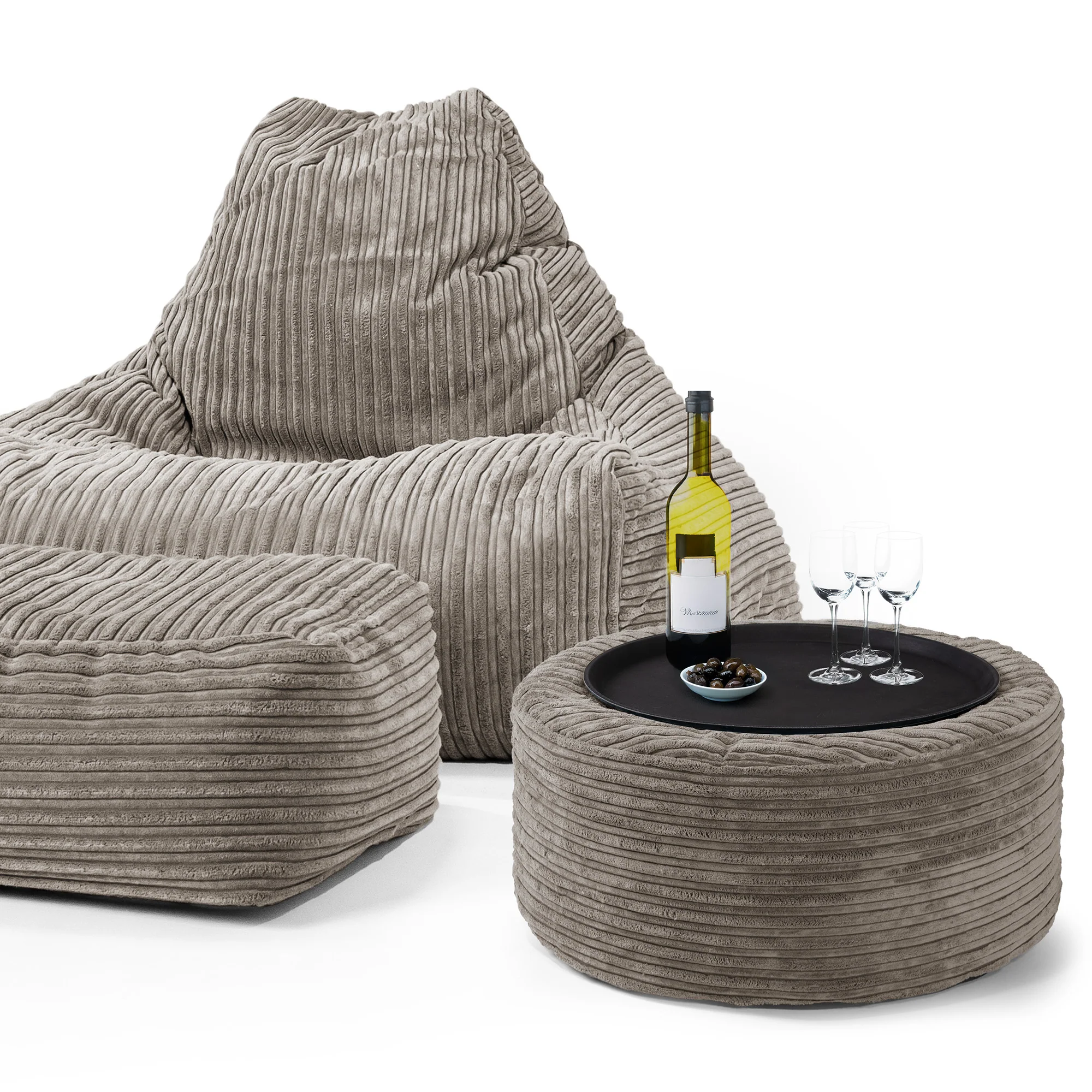 Sitzsack Lounge Sessel - Cord Beigegrau - Image 3