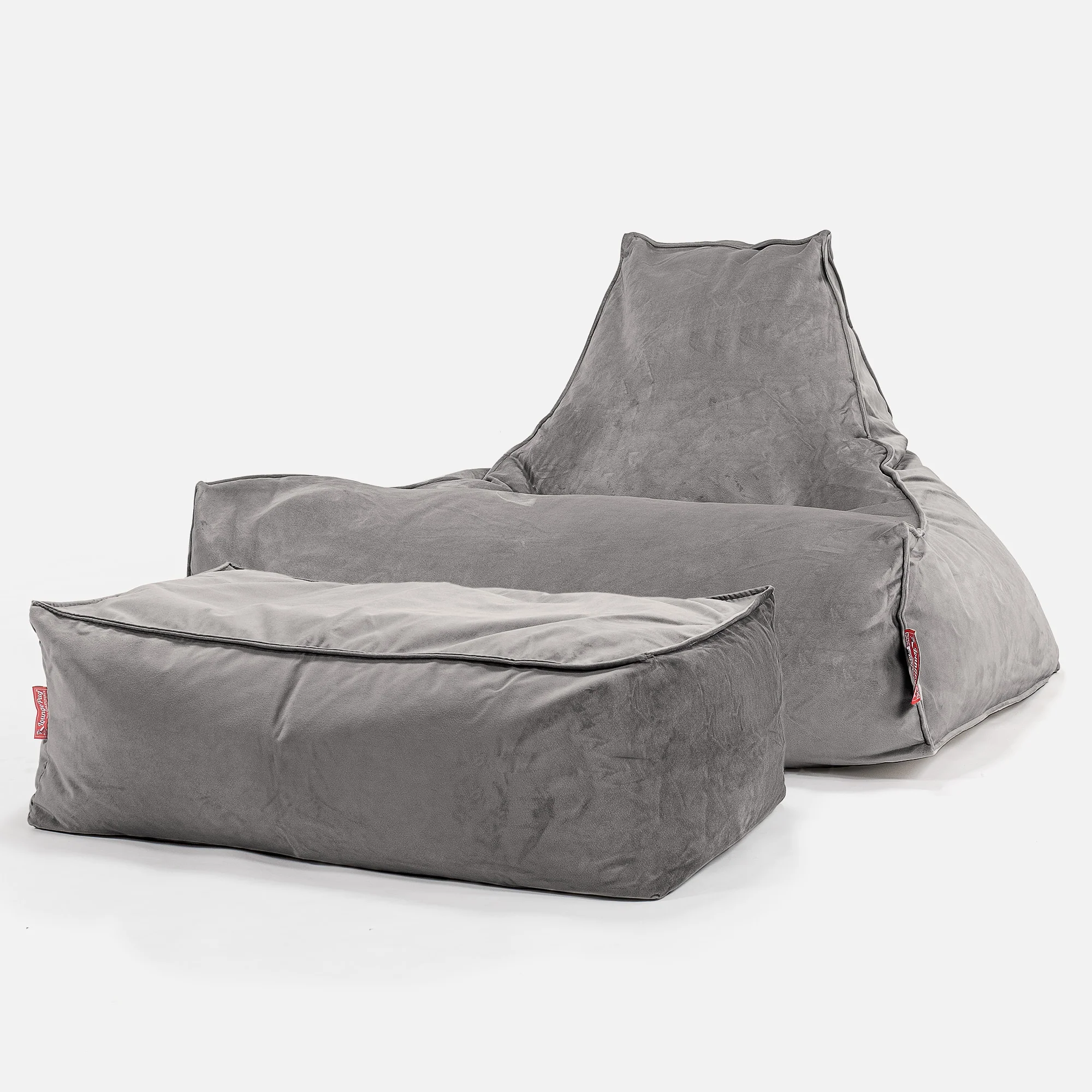 Sitzsack Lounge Sessel - Samt Silber - Image 2