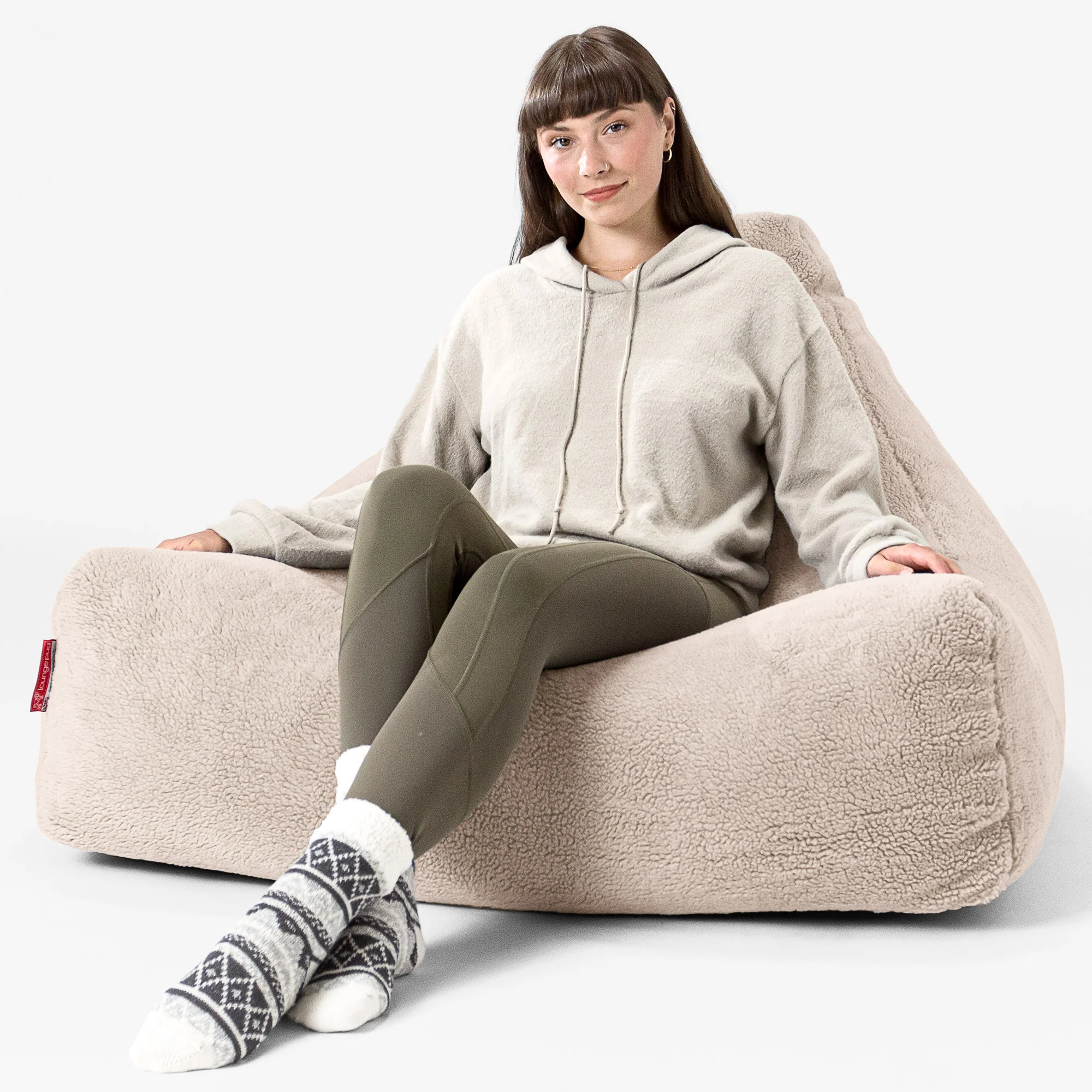 Sitzsack Lounge Sessel - Teddy Kunstfell Creme - Image 2