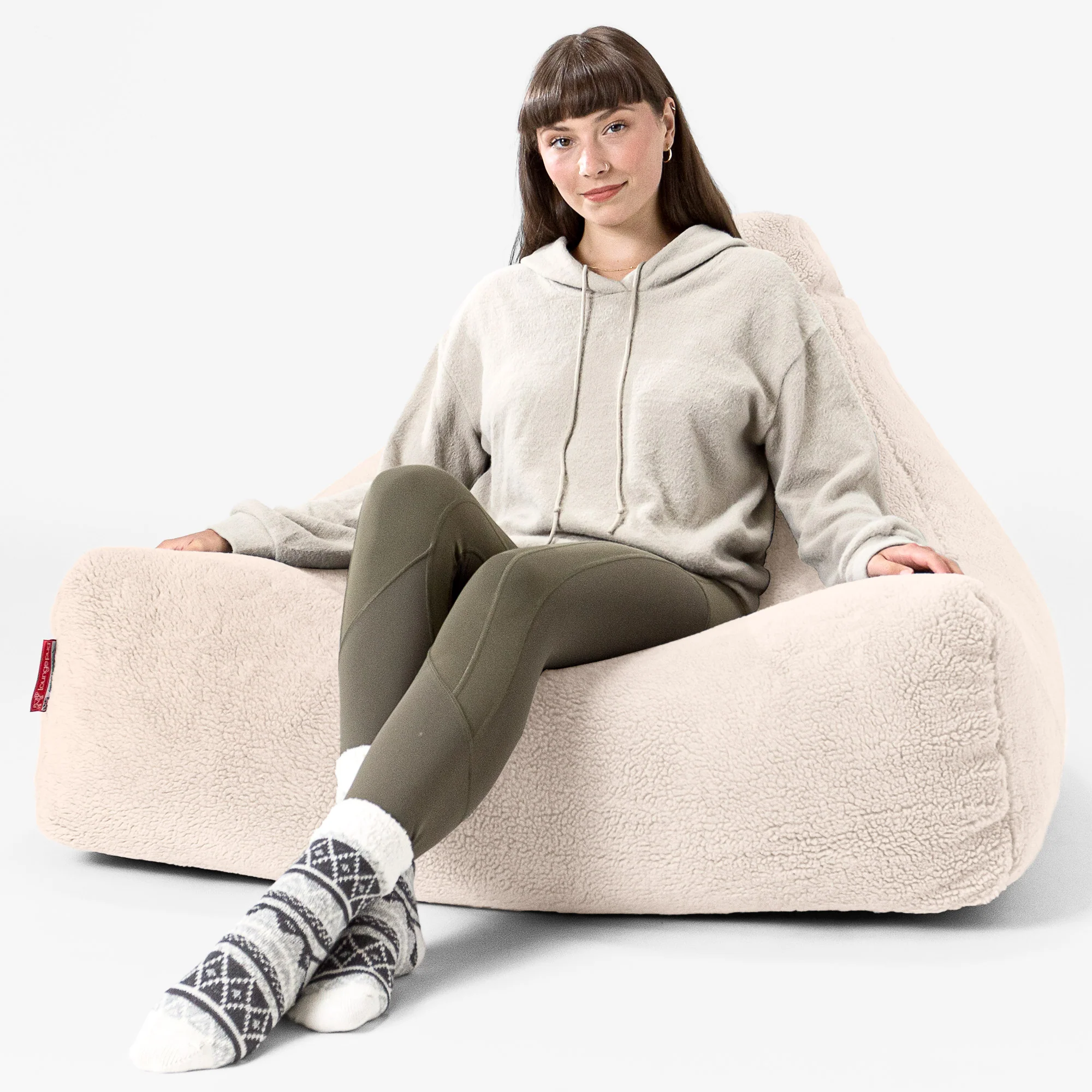 Sitzsack Lounge Sessel - Teddy Kunstfell Nerzfarben - Image 2