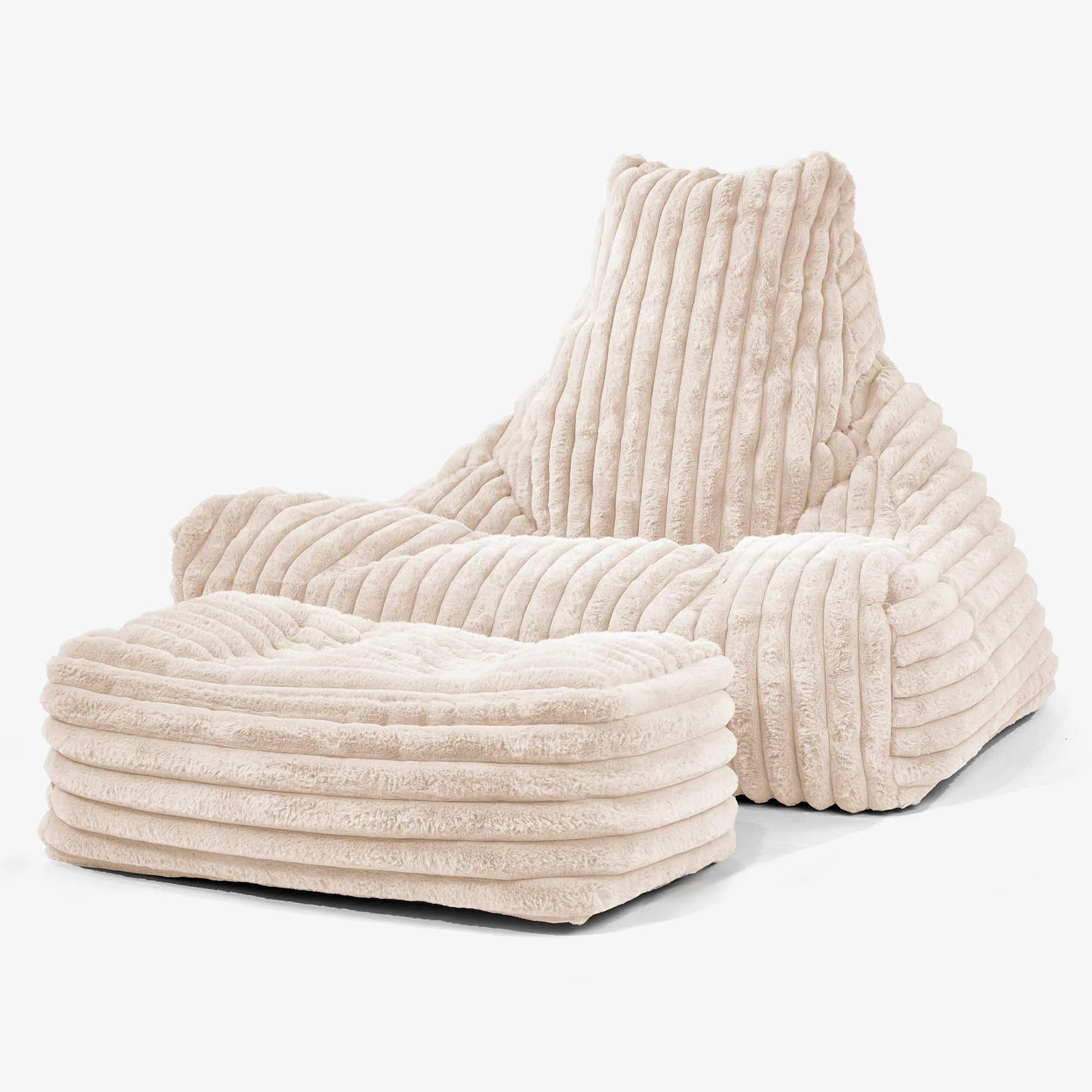 Sitzsack Lounge Sessel - Ultra Plüsch Cord Creme - Image 2