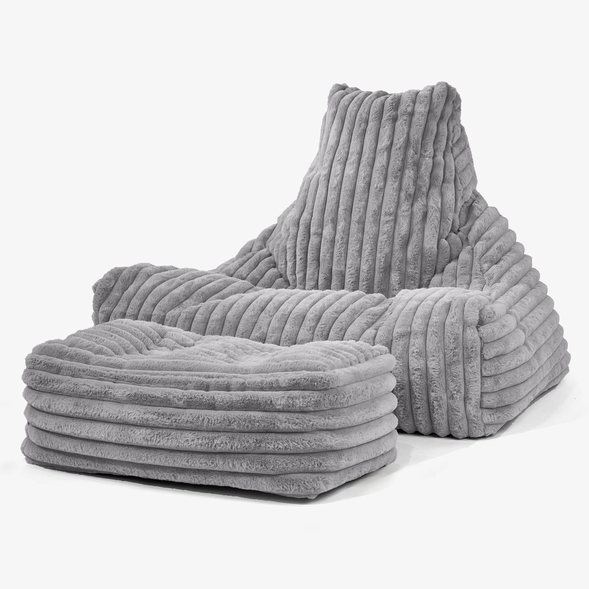 Sitzsack Lounge Sessel - Ultra Plüsch Cord Grau - Image 2