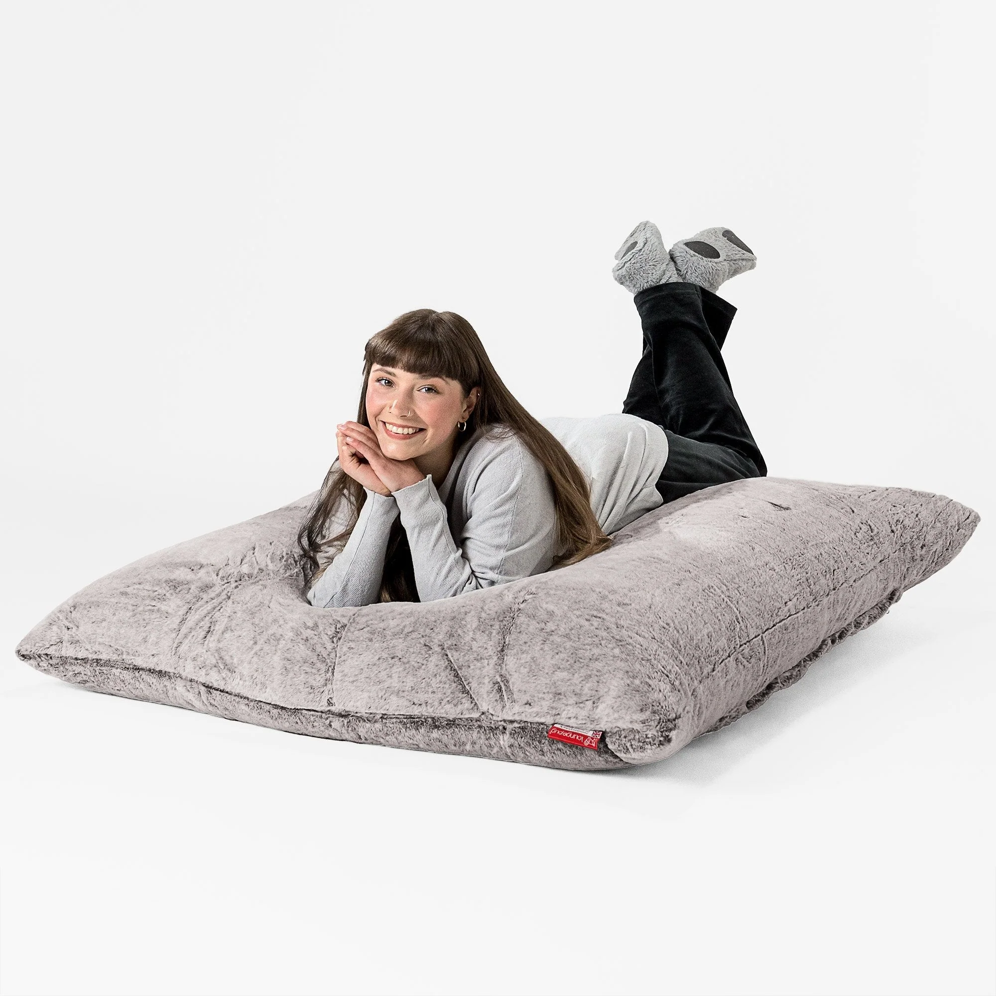 Sitzsack XXL - Kaninchen Kunstfell Hellgrau - Image 3