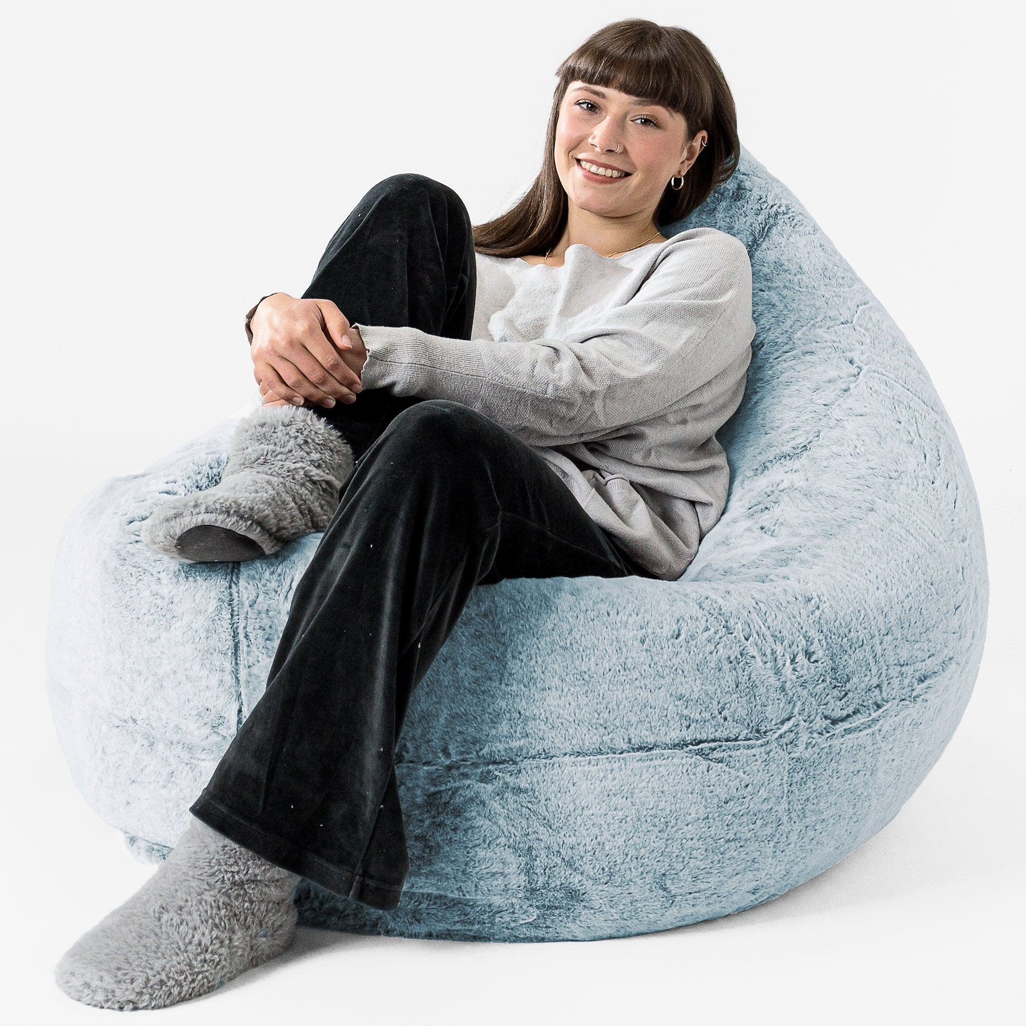 Sitzsack XXL - Kaninchen Kunstfell Pastellblau - Image 2