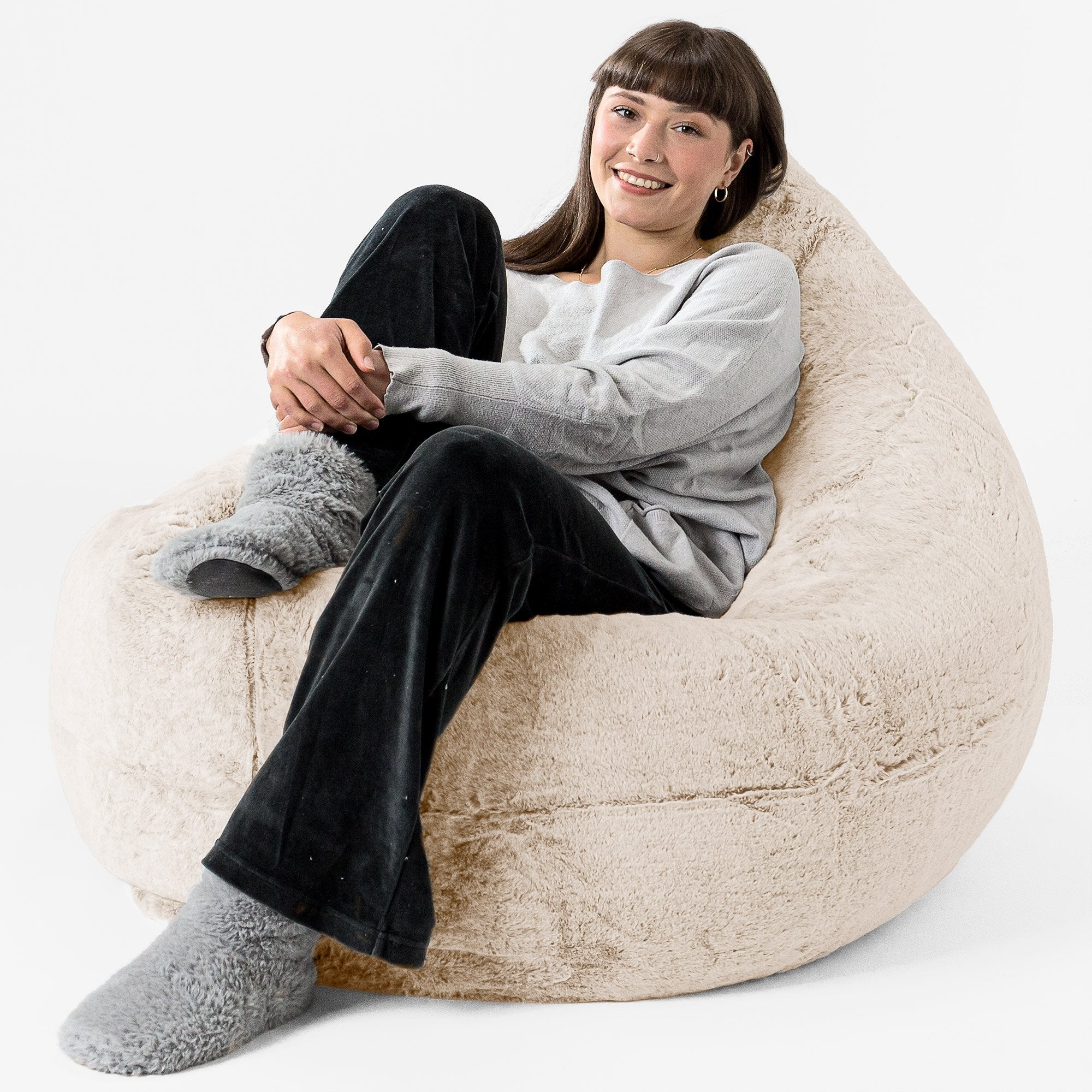 Sitzsack XXL - Kaninchen Kunstfell Weiß - Image 2