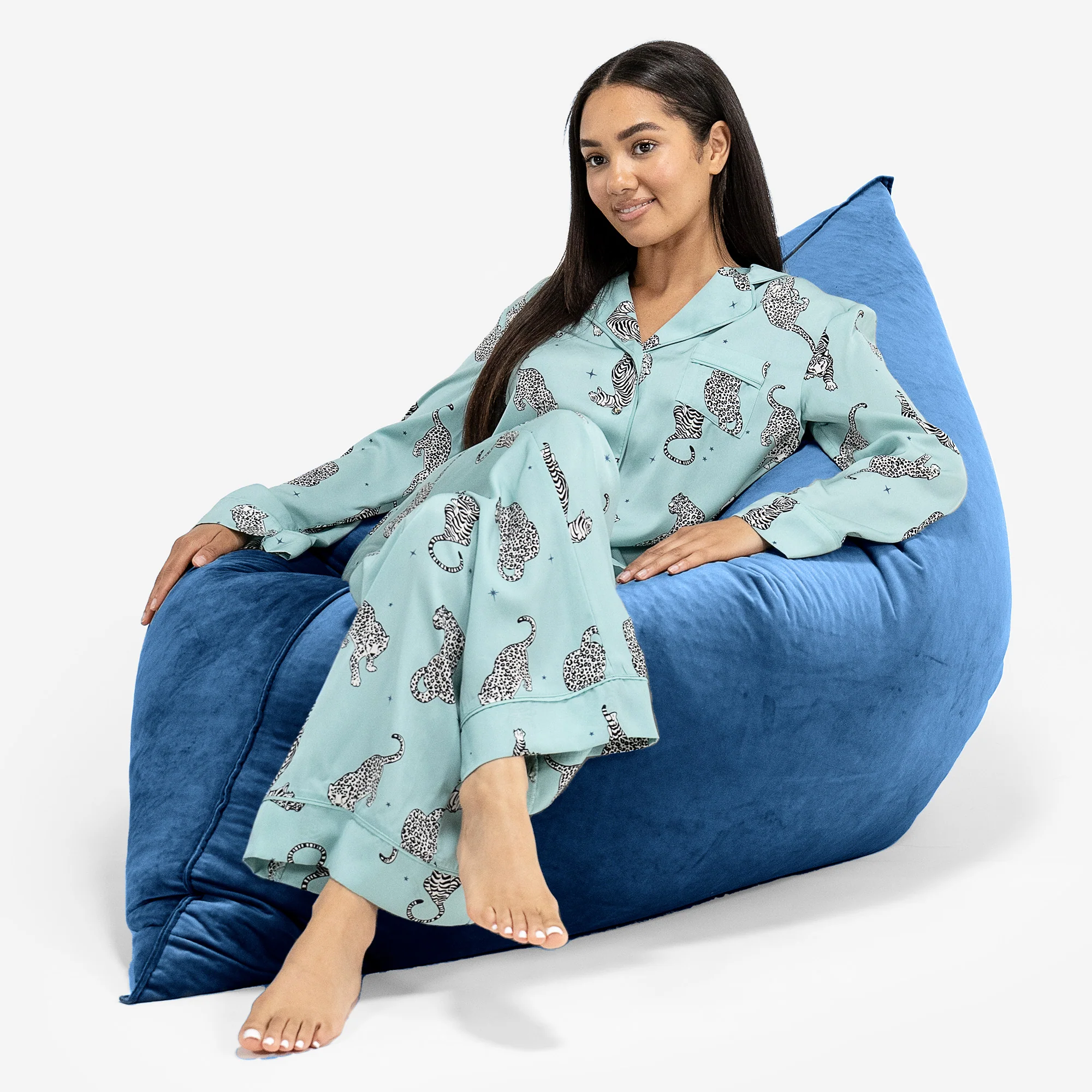 Sitzsack XXL - Samt Marineblau - Image 4