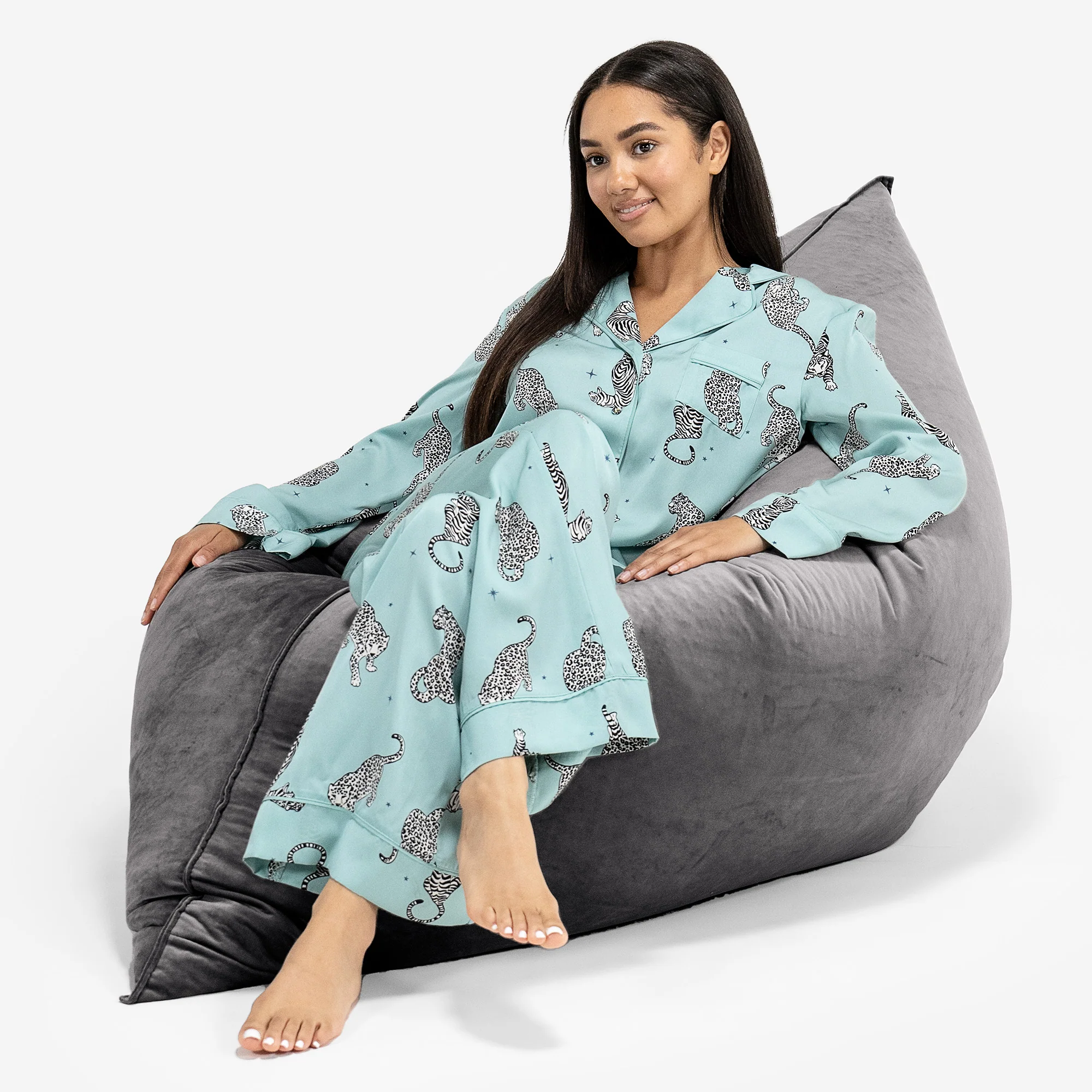 Sitzsack XXL - Samt Schiefergrau - Image 4