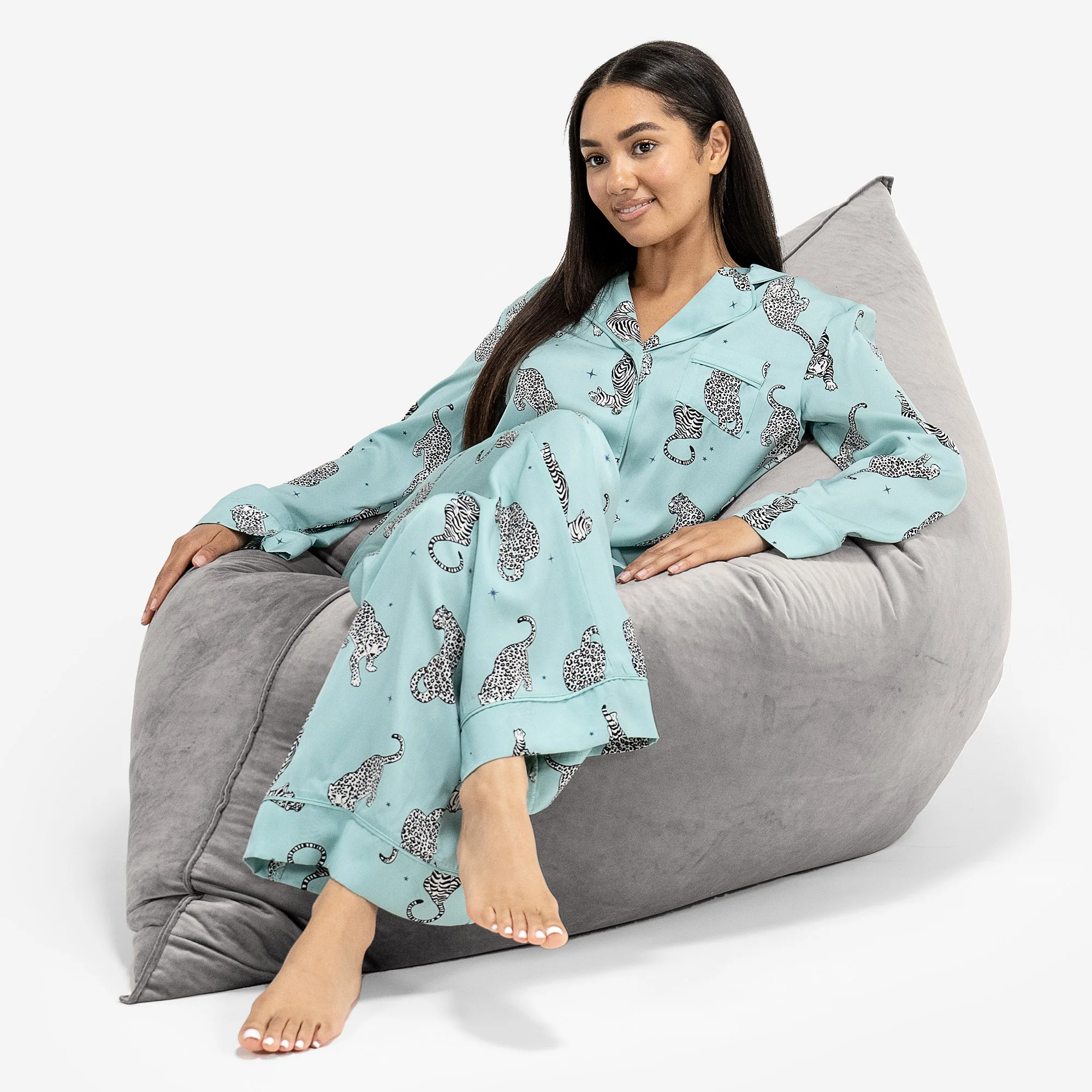 Sitzsack XXL - Samt Silber - Image 4