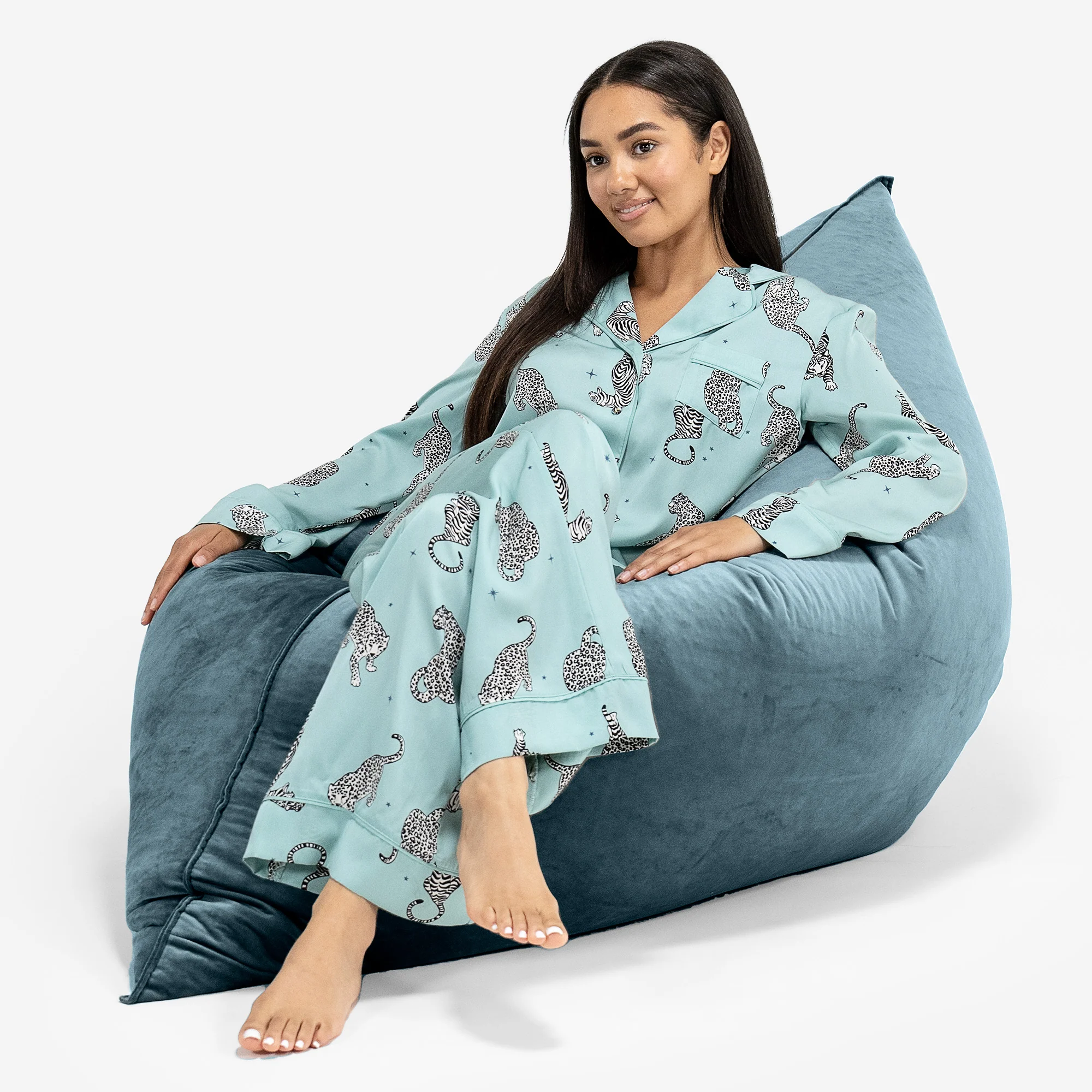 Sitzsack XXL - Samt Türkis - Image 4