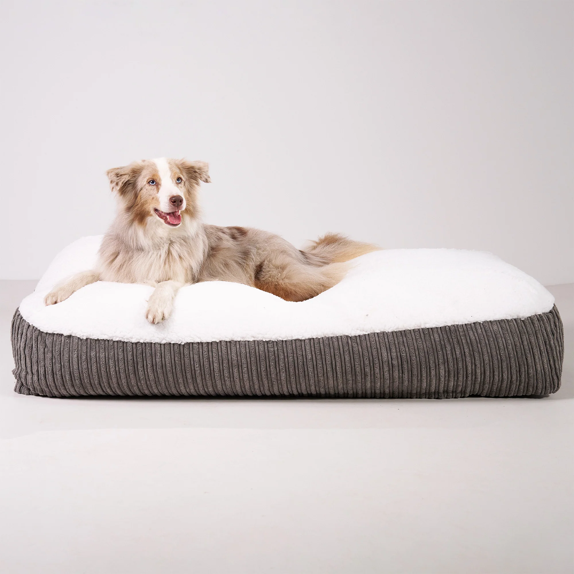 XXL Slouchy Hundebett - Sherpa & Cord Graphitgrau - Image 4